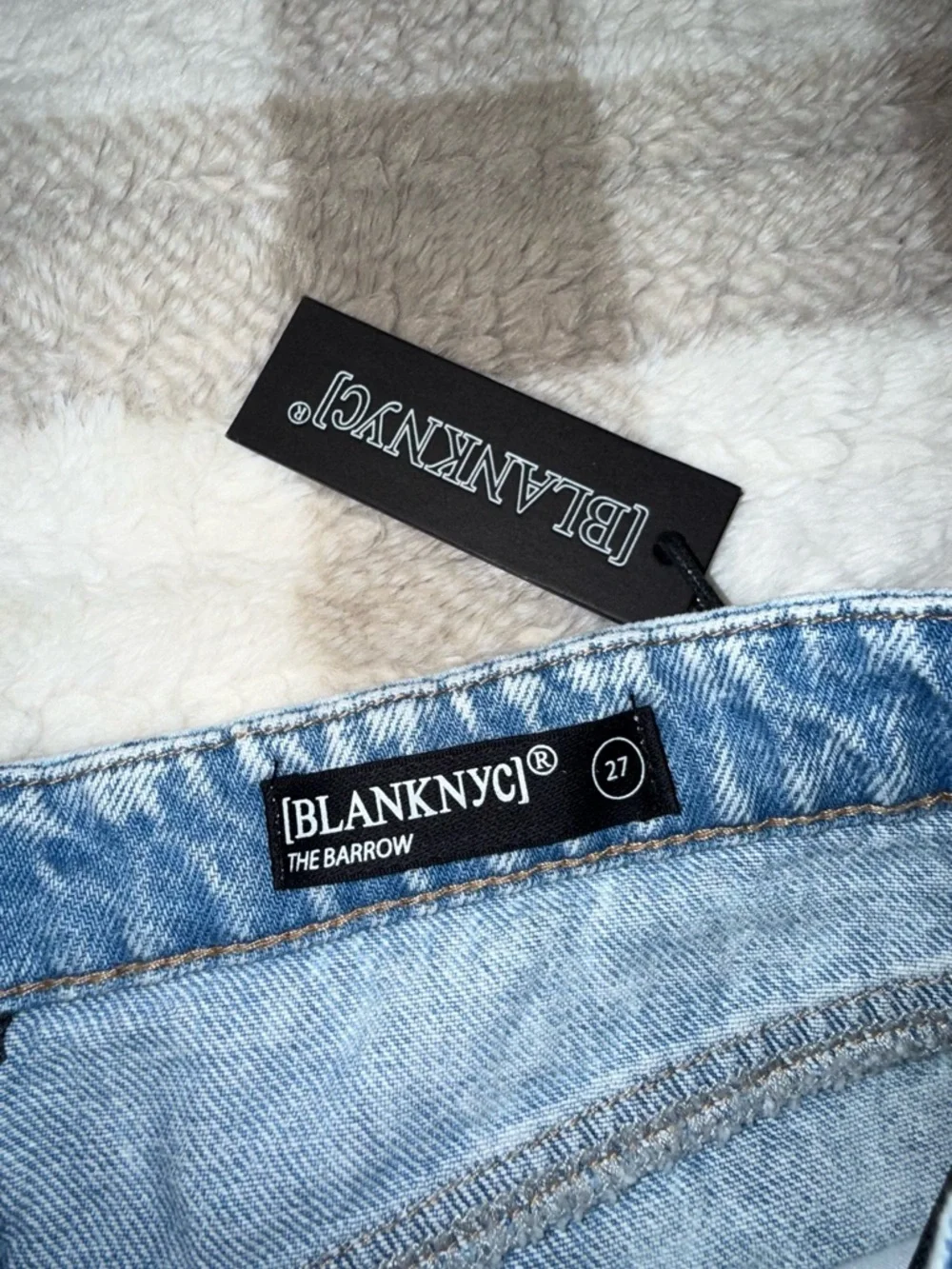 Blank NYC Light Blue Acid-Wash Denim Cutoff Shorts with Fringe - Picture 4 of 9